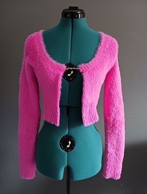 Jacquemus La Maille Neve Manches Longues Soft Cardigan, Pink Le Papier Size 34